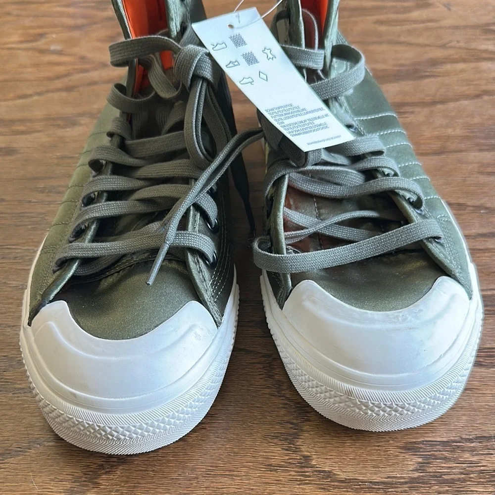 Adidas satin olive hi tops NWT